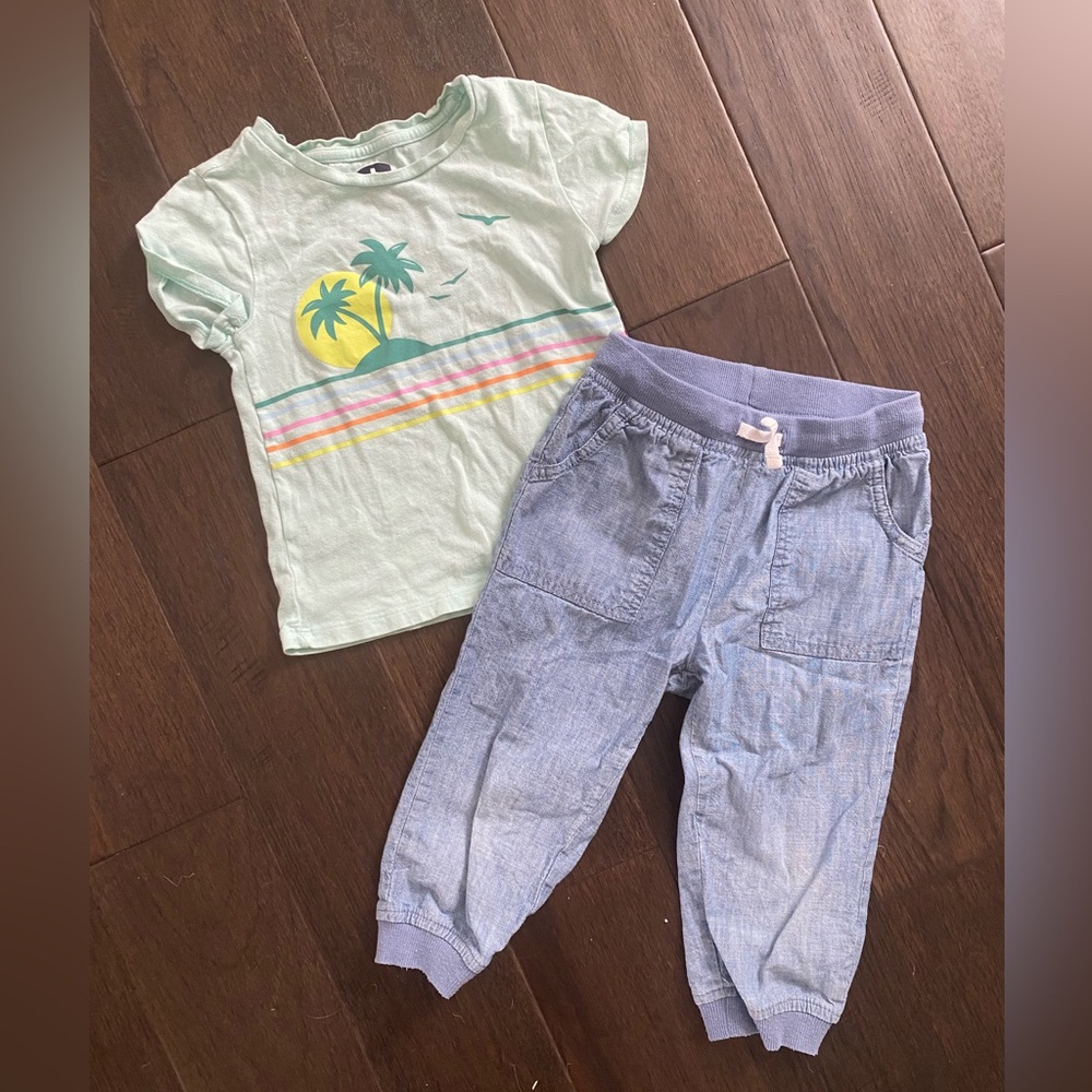 Girls spring outfit gap tee and Joe fresh capri jeans EUC 4T
